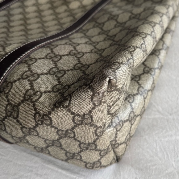 GUCCI | Coated Canvas Men’s Travel Tote Bag Leather Handle GG Print - Picture 7 of 13